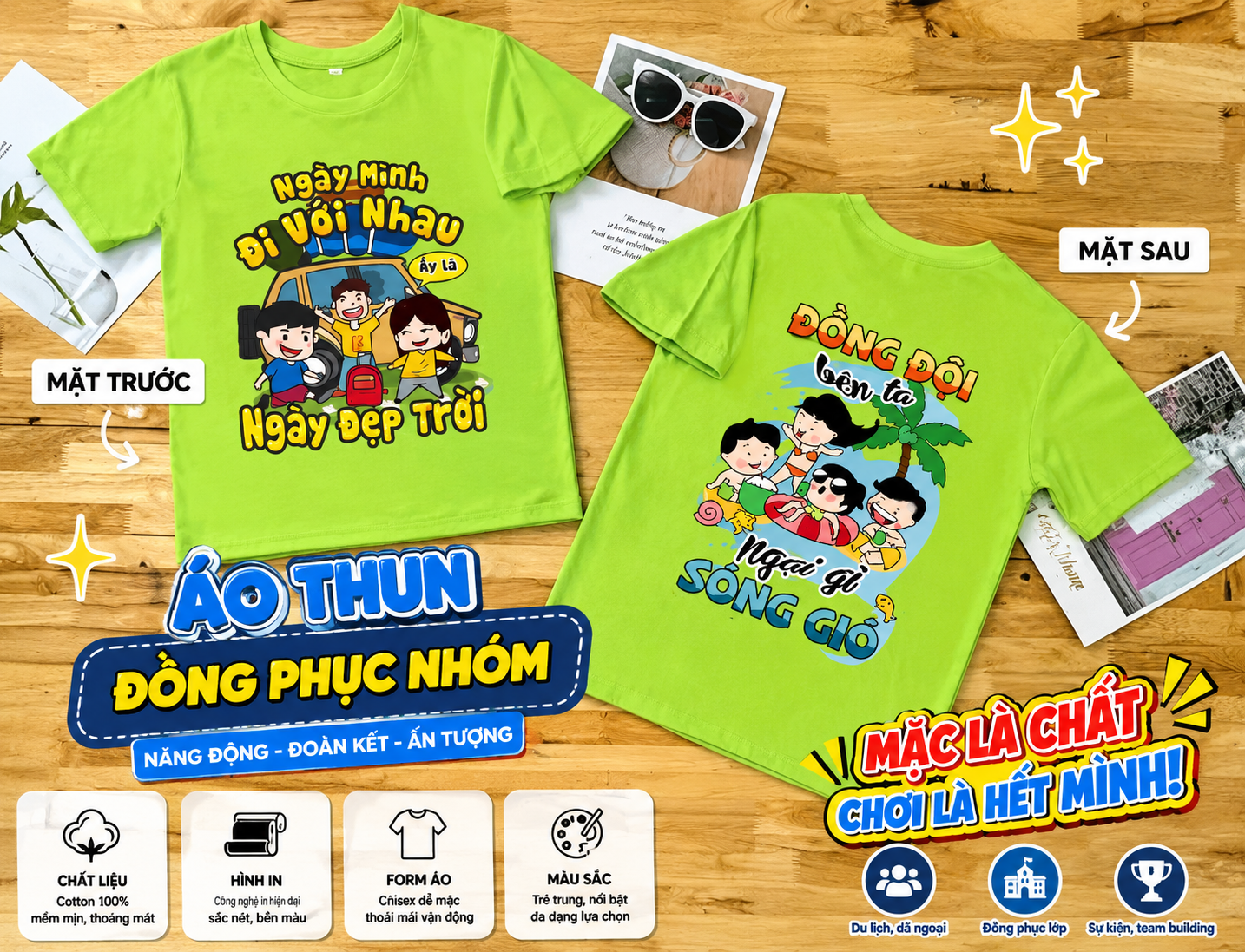 Áo Nhóm Cotton 4 Chiều In hình theo yêu cầu