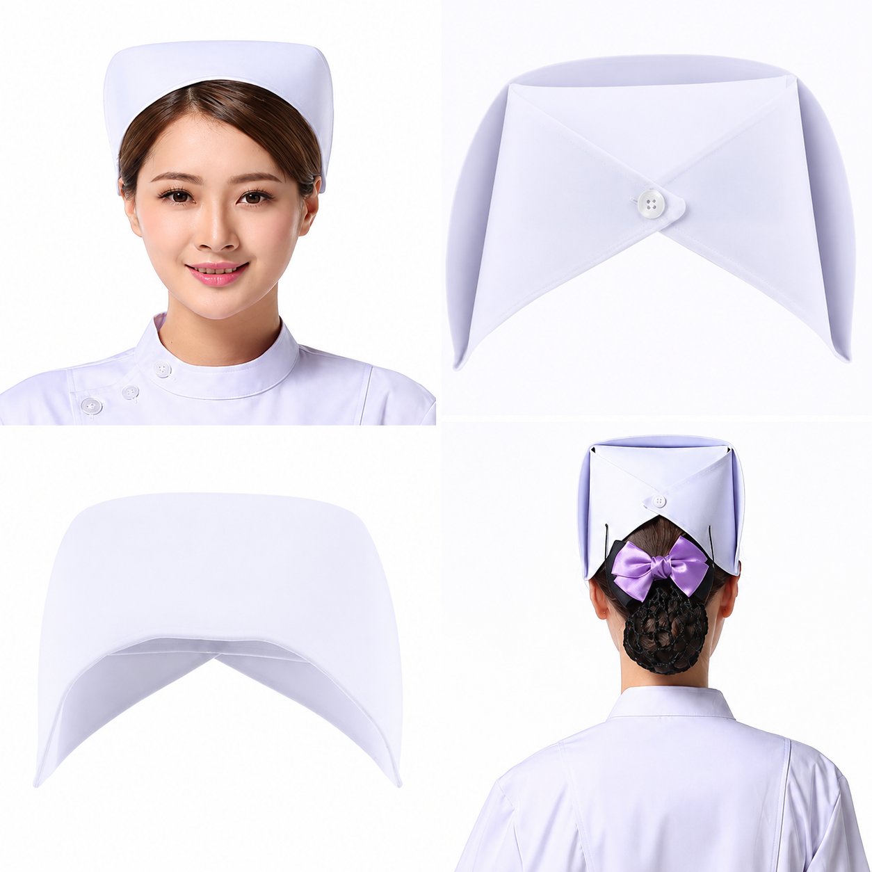 Nón Điều Dưỡng Trắng Xanh | Ép Keo Đứng Form, Có Nút Sau - Ảnh 3