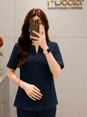 Scrubs cổ Tròn mổ V giọt nước
