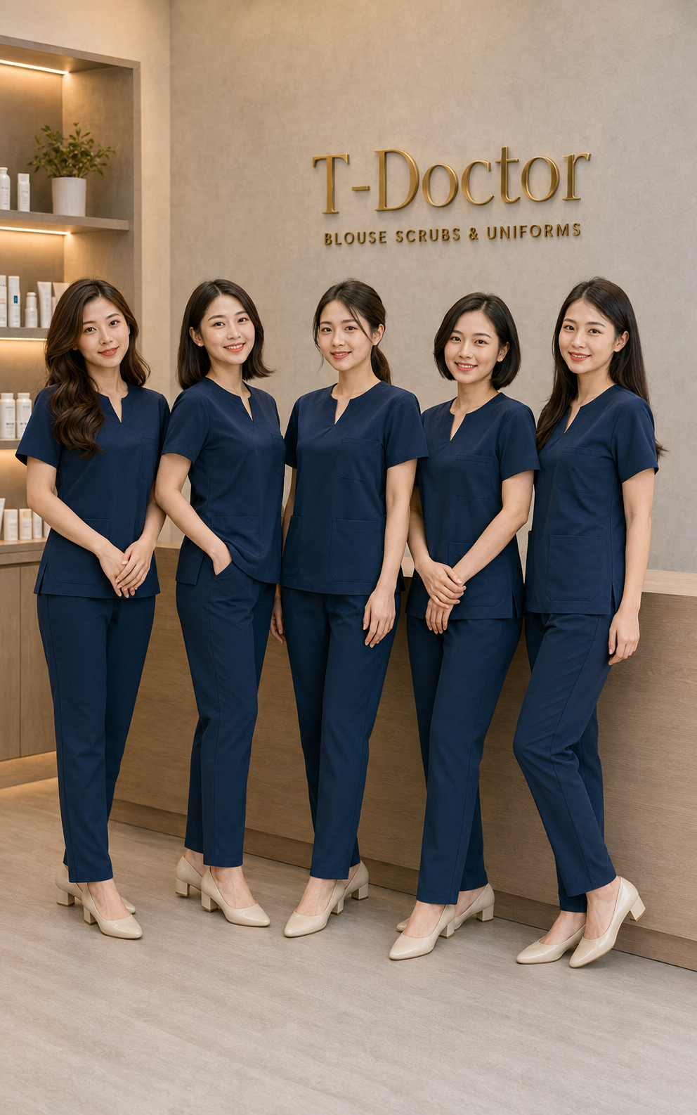 Scrubs cổ Tròn mổ V giọt nước - Ảnh 8