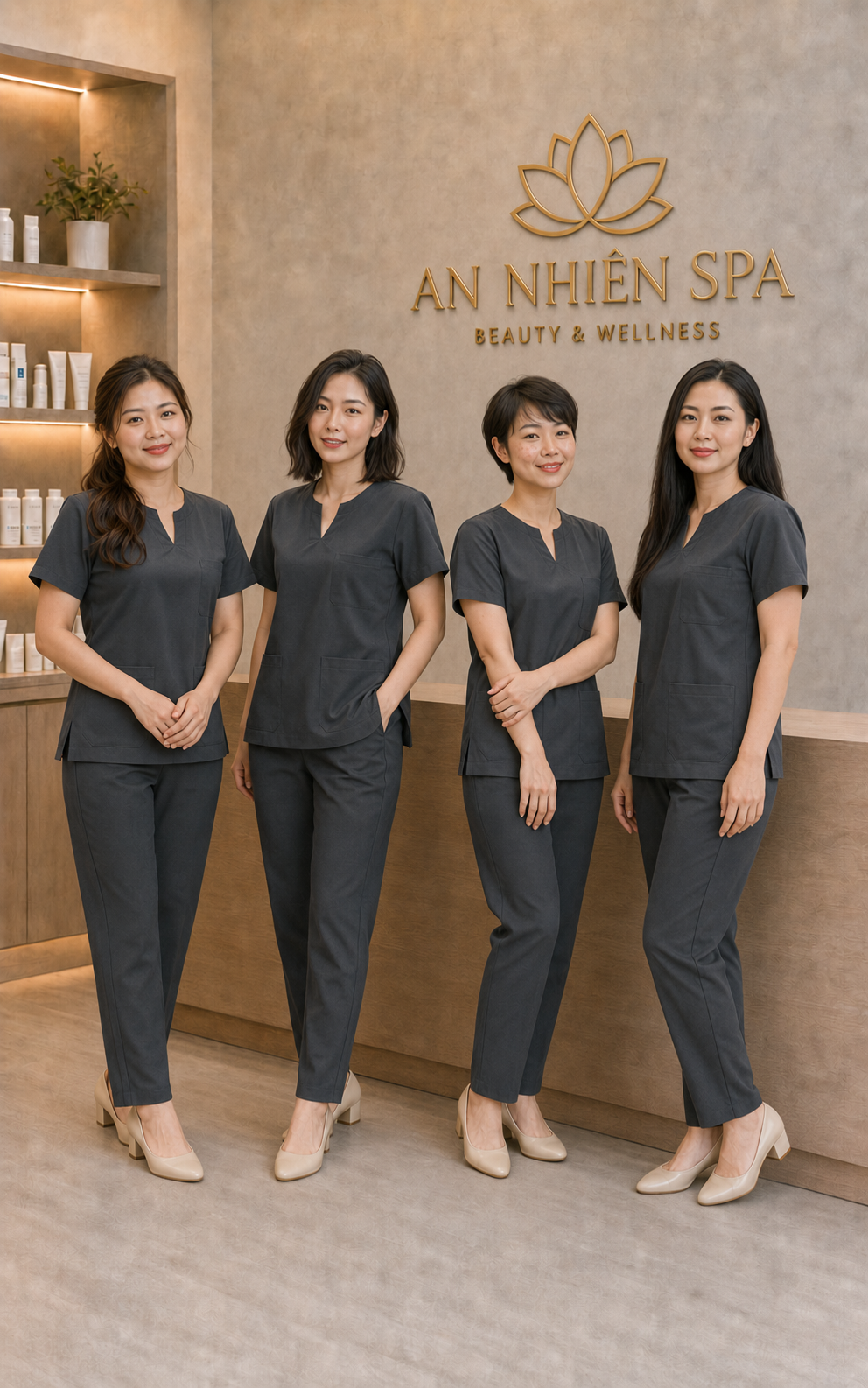 Scrubs cổ Tròn mổ V giọt nước - Ảnh 7